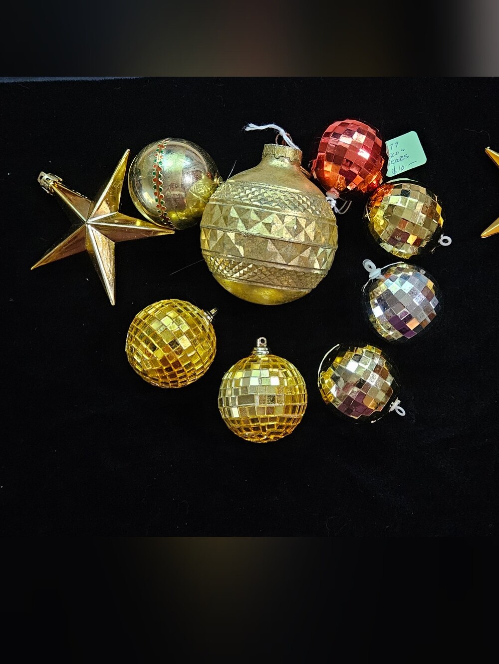 Vintage Gold Holiday Ornament Set - Festive Shiny Baubles